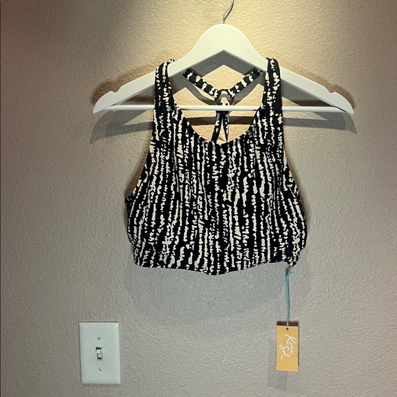 New Kona Sol Women’s High Neck Bikini Top Black Cream Beige Size XL NWT - Picture 3 of 13